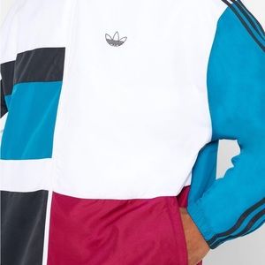 adidas originals Spirit Oversized Multicolor Splicing Sports Jacket White ED6242